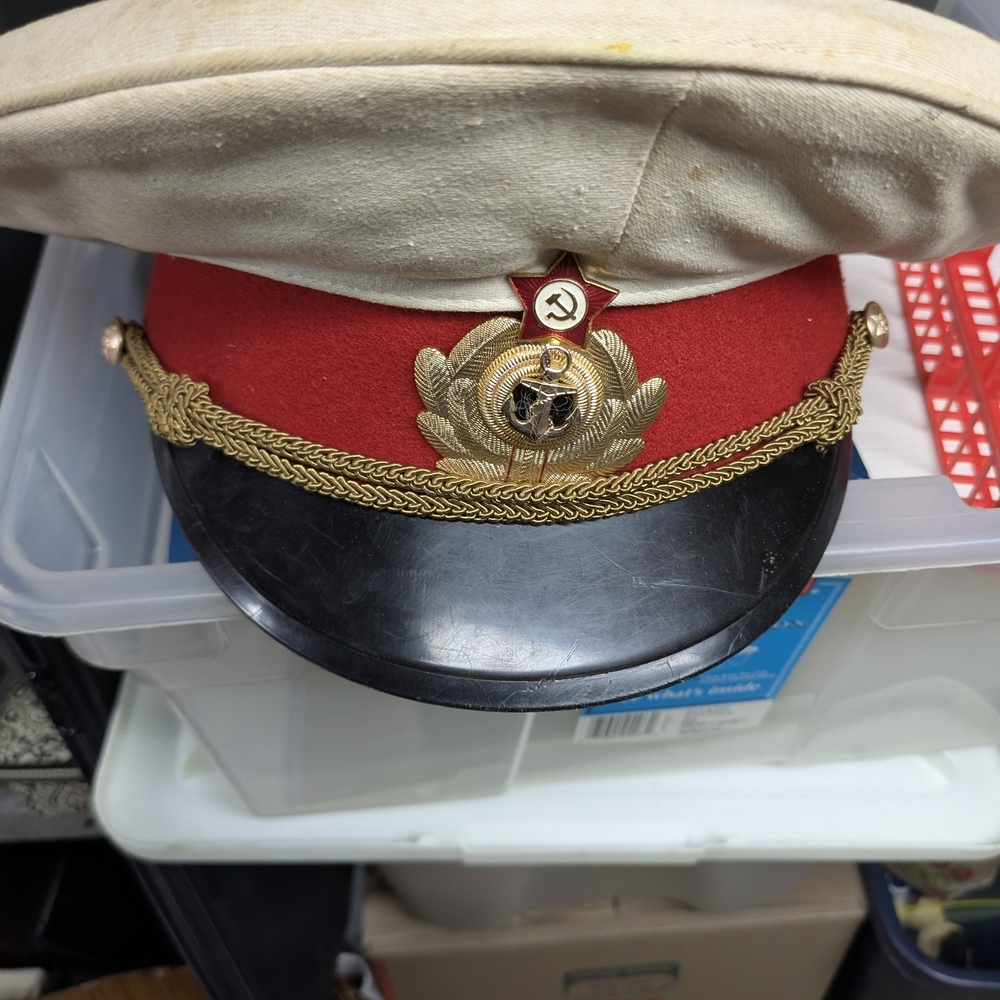 Soviet Era Officers Red and Black Hat with Gold Accents